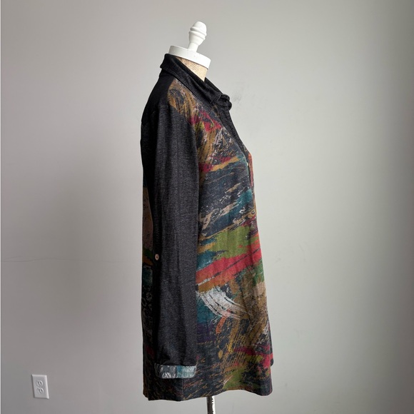 Paisley & Sage Abstract Print Tunic Top Button Front Artsy Boho Shirt XL - Picture 6 of 9